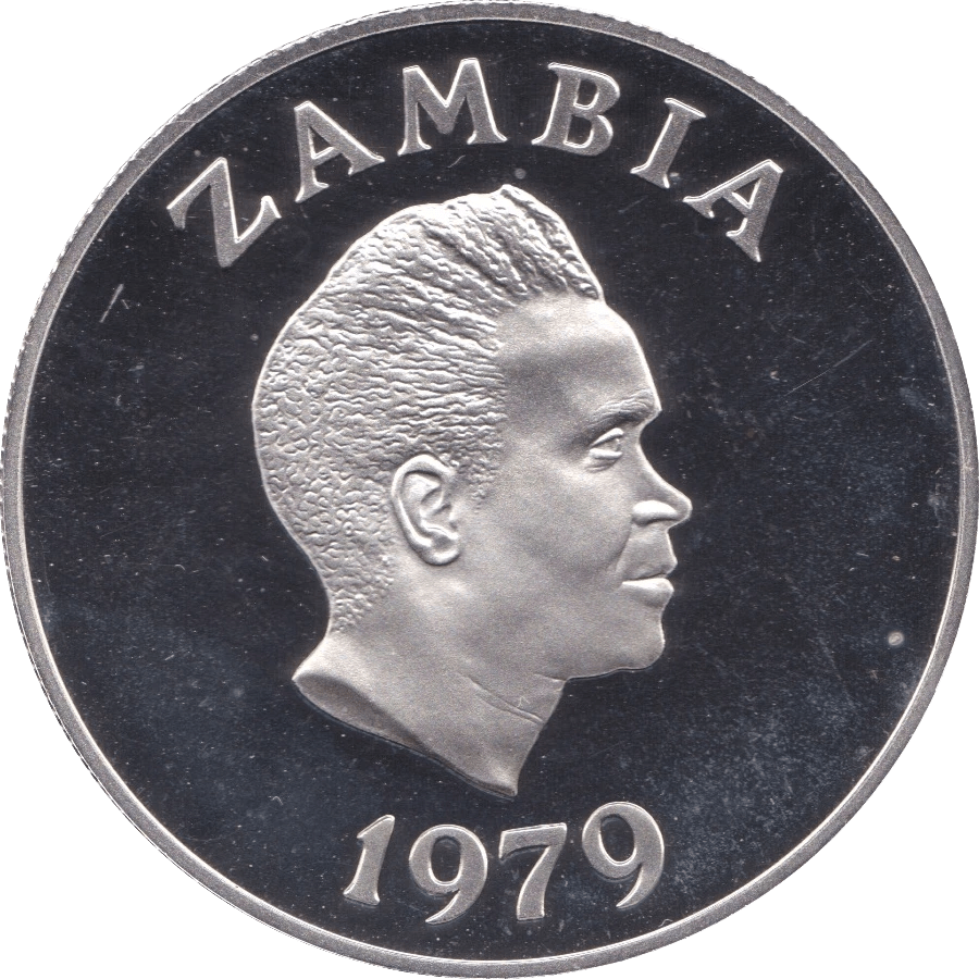 1979 ZAMBIA 5 KWACHA AFRICAN LONGHORN SILVER PROOF COIN .925 - SILVER WORLD COINS - Cambridgeshire Coins