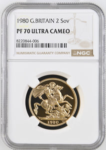 1980 GOLD PROOF £2 NGC PF 70 ULTRA CAMEO - Cambridgeshire Coins