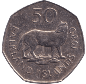 1980 LARGE 50P FALKLAND ISLANDS - 50P REGIONAL ISSUE - Cambridgeshire Coins