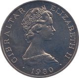 1980 ONE CROWN GIBRALTAR - WORLD COINS - Cambridgeshire Coins