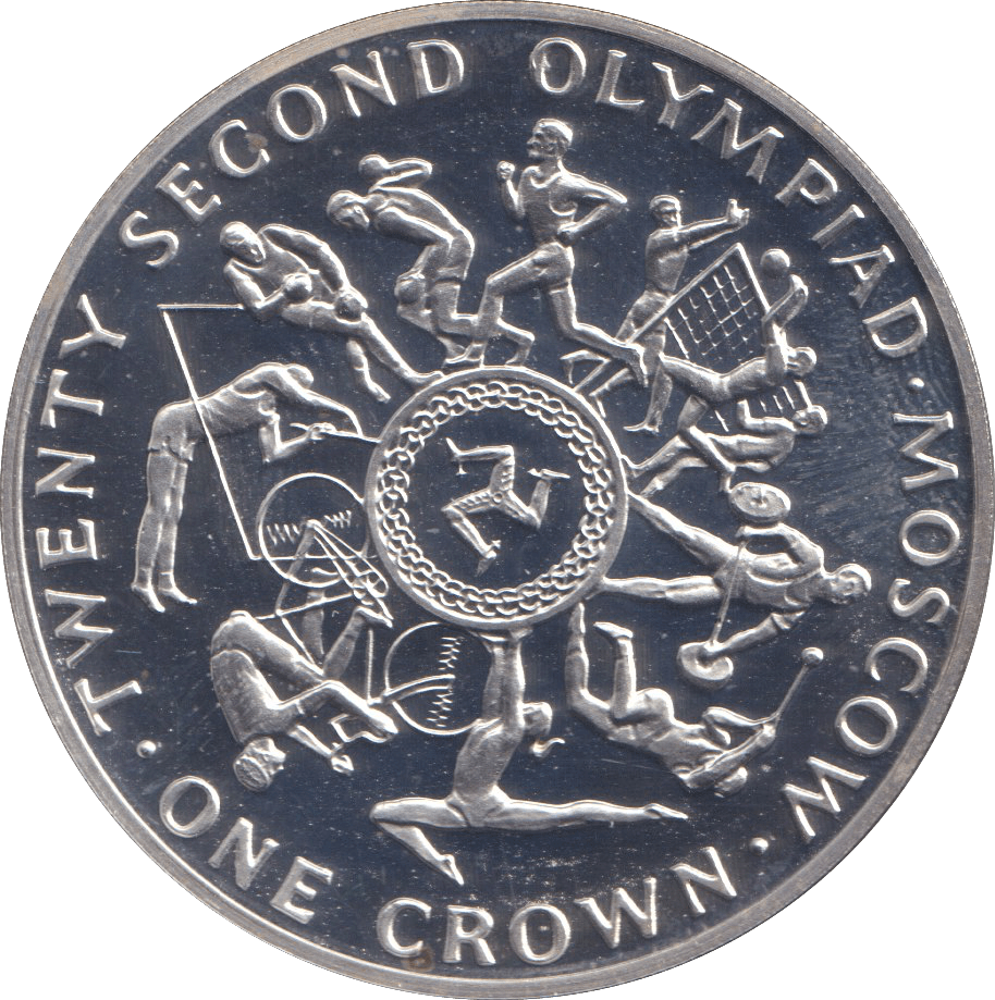 1980 ONE CROWN ISLE OF MAN - SILVER WORLD COINS - Cambridgeshire Coins