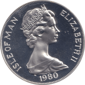 1980 ONE CROWN ISLE OF MAN - SILVER WORLD COINS - Cambridgeshire Coins