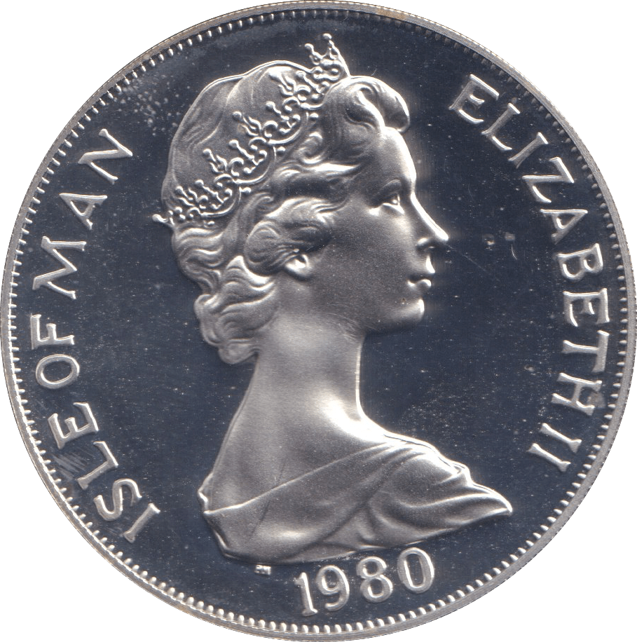 1980 ONE CROWN ISLE OF MAN - SILVER WORLD COINS - Cambridgeshire Coins