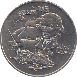 1980 ONE CROWN NELSON 1758 - 1805 ( BU ) - WORLD COINS - Cambridgeshire Coins