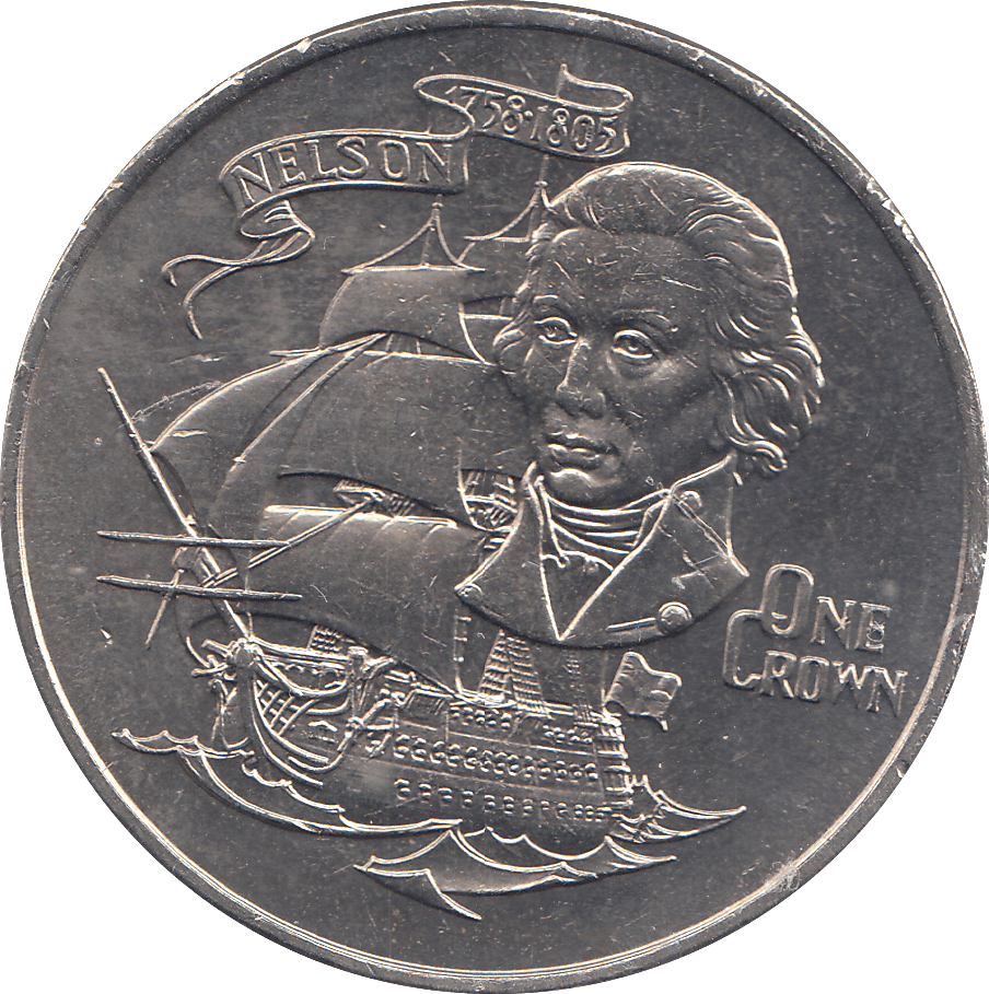 1980 ONE CROWN NELSON 1758 - 1805 ( BU ) - WORLD COINS - Cambridgeshire Coins