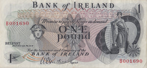1980 ONE POUND BANKNOTE BANK OF IRELAND IRE - 19 - £20 BANKNOTES - Cambridgeshire Coins