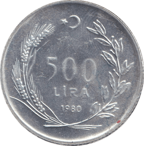 1980 SILVER 500 LIRE TURKEY - SILVER WORLD COINS - Cambridgeshire Coins