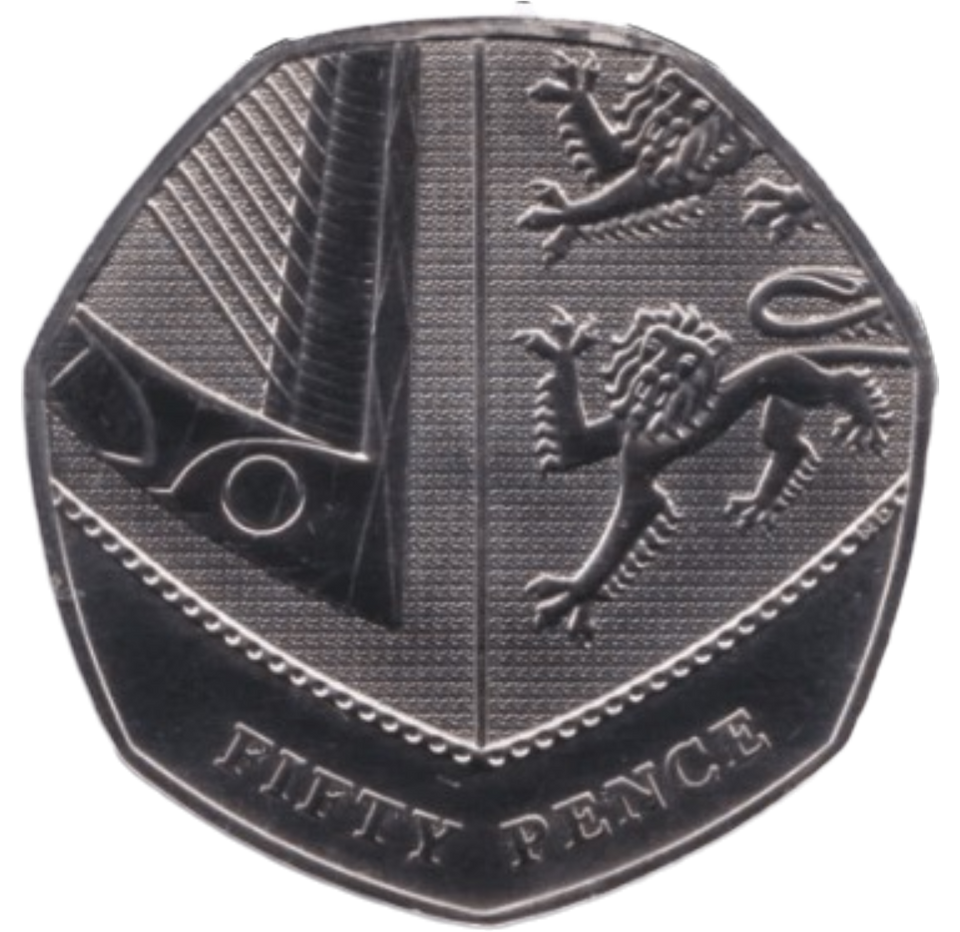 2014 50P BRILLIANT UNCIRCULATED SHIELD BU