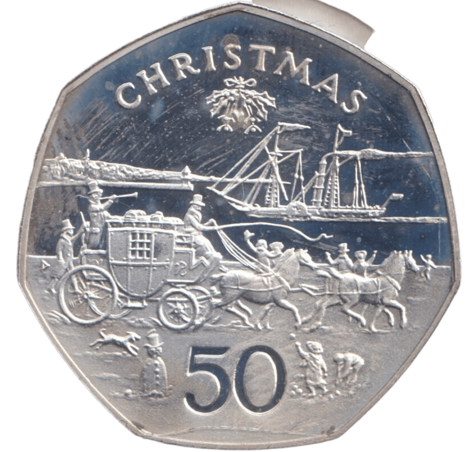 1980 SILVER 50P CHRISTMAS ( PROOF ) - WORLD COINS - Cambridgeshire Coins