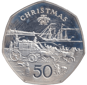 1980 SILVER LARGE 50P CHRISTMAS ( PROOF ) - WORLD COINS - Cambridgeshire Coins