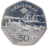1980 SILVER LARGE 50P CHRISTMAS ( PROOF ) - WORLD COINS - Cambridgeshire Coins