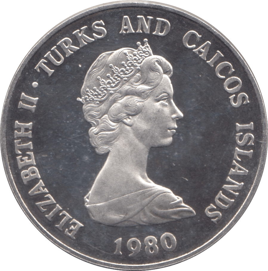 1980 SILVER PROOF 10 CROWNS TURKS AND CAICOS - SILVER WORLD COINS - Cambridgeshire Coins
