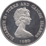1980 SILVER PROOF 10 CROWNS TURKS AND CAICOS - SILVER WORLD COINS - Cambridgeshire Coins