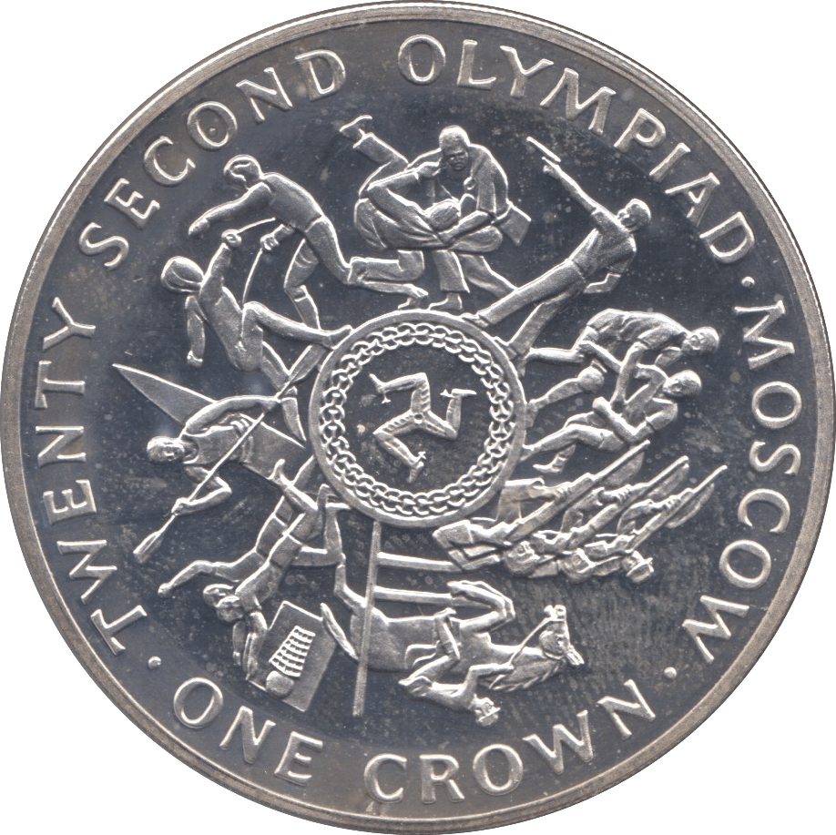 1980 SILVER PROOF ONE CROWN ISLE OF MAN - SILVER WORLD COINS - Cambridgeshire Coins