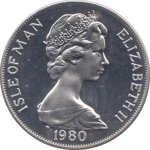 1980 SILVER PROOF ONE CROWN ISLE OF MAN - SILVER WORLD COINS - Cambridgeshire Coins