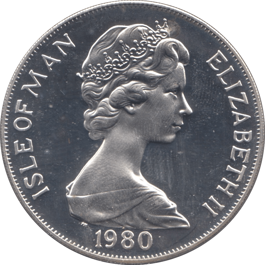 1980 SILVER PROOF ONE CROWN ISLE OF MAN - SILVER WORLD COINS - Cambridgeshire Coins