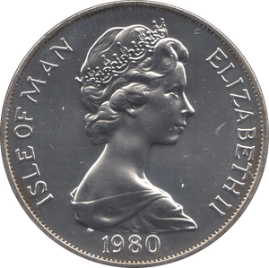 1980 SILVER PROOF ONE CROWN ISLE OF MAN - SILVER WORLD COINS - Cambridgeshire Coins