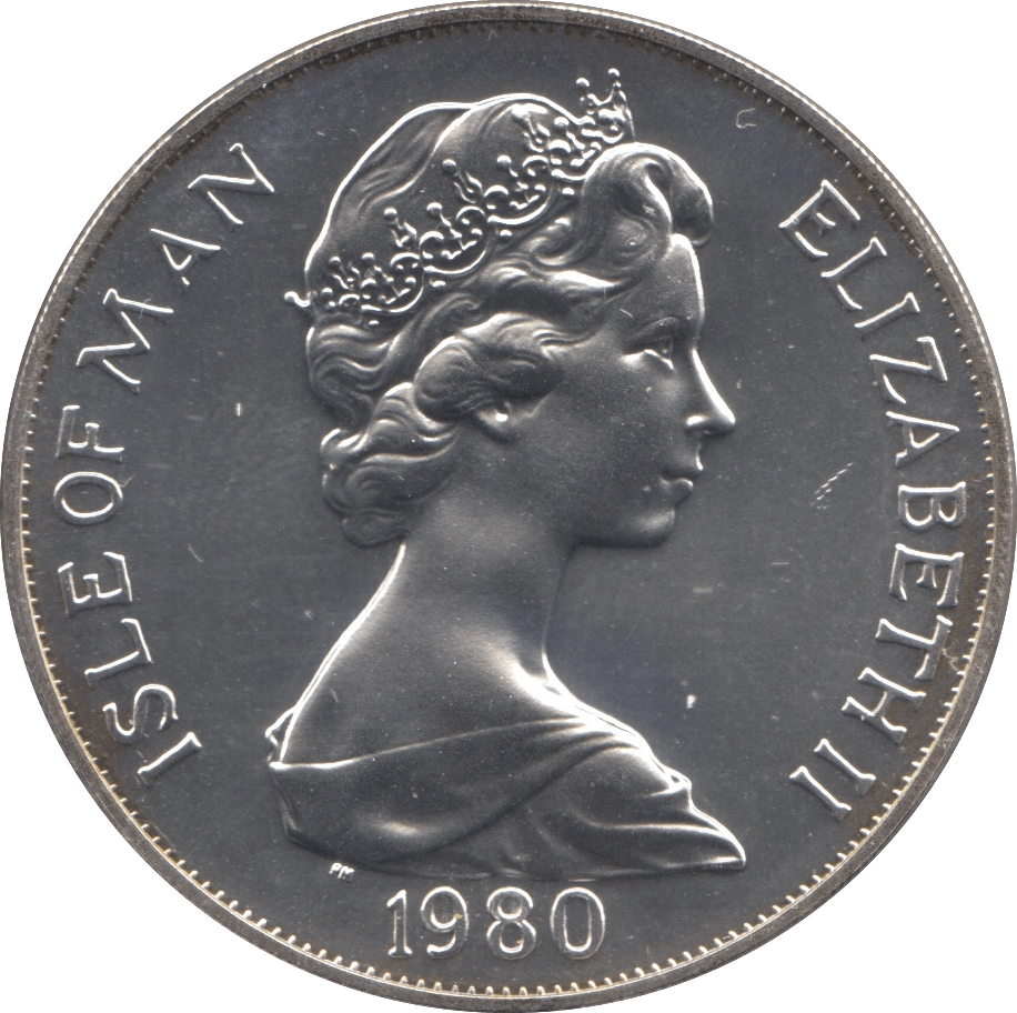 1980 SILVER PROOF ONE CROWN ISLE OF MAN - SILVER WORLD COINS - Cambridgeshire Coins