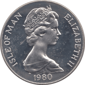 1980 SILVER PROOF ONE CROWN ISLE OF MAN - SILVER WORLD COINS - Cambridgeshire Coins