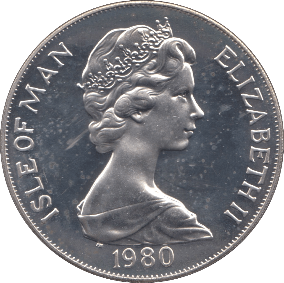 1980 SILVER PROOF ONE CROWN ISLE OF MAN - SILVER WORLD COINS - Cambridgeshire Coins