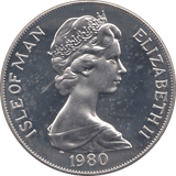 1980 SILVER PROOF ONE CROWN ISLE OF MAN - SILVER WORLD COINS - Cambridgeshire Coins
