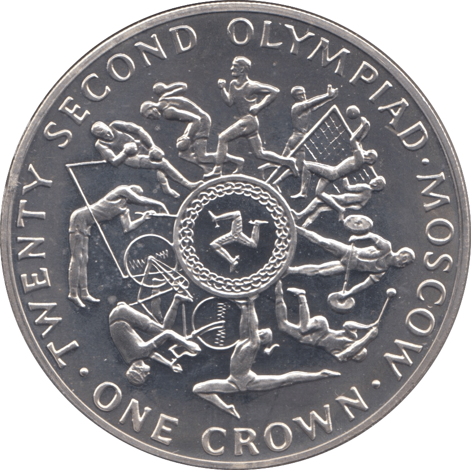 1980 SILVER PROOF ONE CROWN ISLE OF MAN - SILVER WORLD COINS - Cambridgeshire Coins