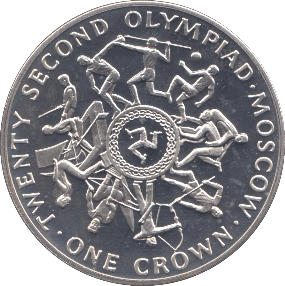1980 SILVER PROOF ONE CROWN ISLE OF MAN - SILVER WORLD COINS - Cambridgeshire Coins