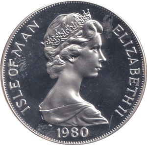 1980 SILVER PROOF ONE CROWN ISLE OF MAN - SILVER WORLD COINS - Cambridgeshire Coins