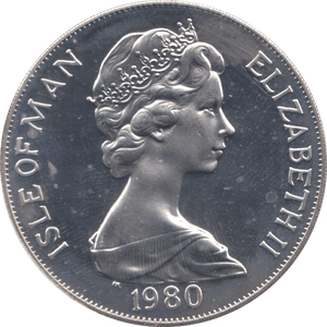 1980 SILVER PROOF ONE CROWN ISLE OF MAN - SILVER WORLD COINS - Cambridgeshire Coins