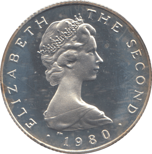 1980 SILVER PROOF ONE POUND ISLE OF MAN - SILVER WORLD COINS - Cambridgeshire Coins
