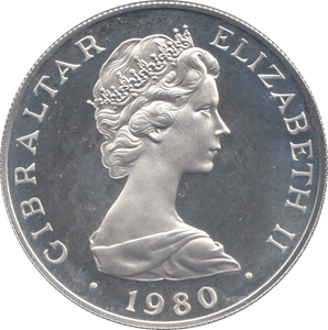 1980 SILVER PROOF QUEEN MOTHER ONE CROWN GIBRALTAR - SILVER WORLD COINS - Cambridgeshire Coins