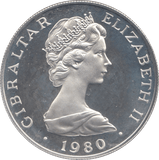 1980 SILVER PROOF QUEEN MOTHER ONE CROWN GIBRALTAR - SILVER WORLD COINS - Cambridgeshire Coins