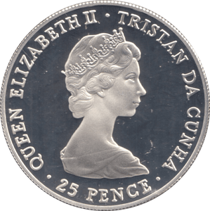 1980 SILVER PROOF TWENTY FIVE PENCE TRISTAN DA CUNHA - SILVER WORLD COINS - Cambridgeshire Coins
