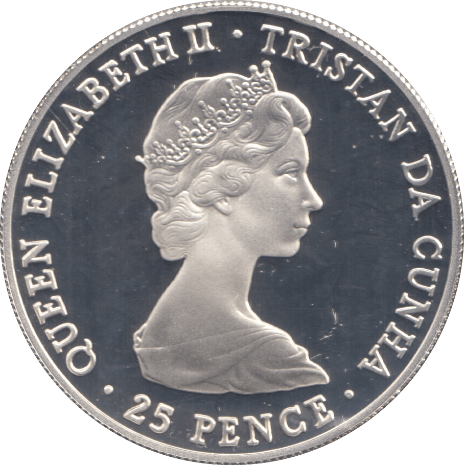 1980 SILVER PROOF TWENTY FIVE PENCE TRISTAN DA CUNHA - SILVER WORLD COINS - Cambridgeshire Coins