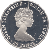 1980 SILVER PROOF TWENTY FIVE PENCE TRISTAN DA CUNHA - SILVER WORLD COINS - Cambridgeshire Coins