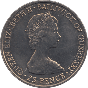 1980 TWENTY FIVE PENCE GUERNSEY F330 - WORLD COINS - Cambridgeshire Coins