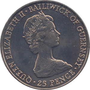 1980 TWENTY FIVE PENCE GUERNSEY - WORLD COINS - Cambridgeshire Coins