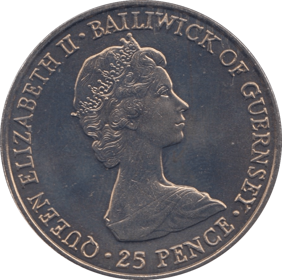 1980 TWENTY FIVE PENCE GUERNSEY - WORLD COINS - Cambridgeshire Coins