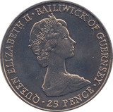 1980 TWENTY FIVE PENCE GUERNSEY - WORLD COINS - Cambridgeshire Coins