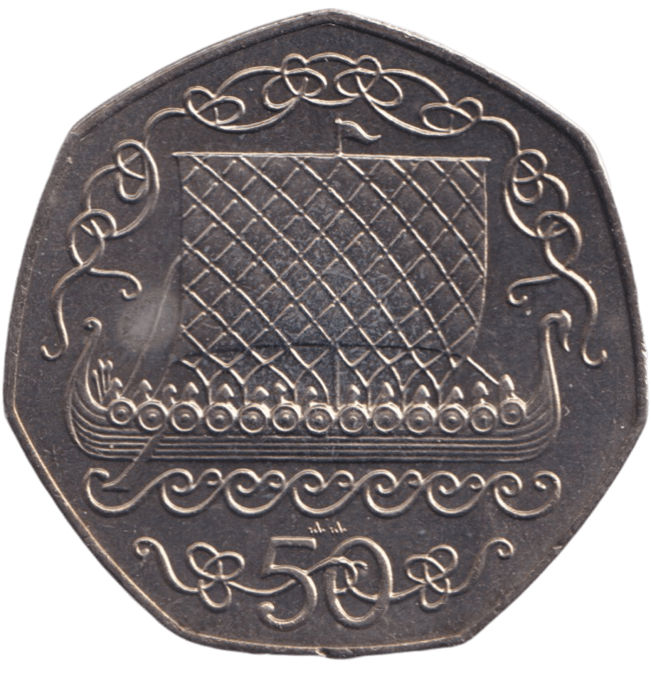 1980 VIKING SHIP 50P ISLE OF MAN - 50P REGIONAL ISSUES - Cambridgeshire Coins