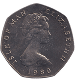 1980 VIKING SHIP 50P ISLE OF MAN - 50P REGIONAL ISSUES - Cambridgeshire Coins