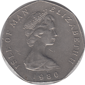 1980 VIKING SHIP 50P ISLE OF MAN - WORLD COINS - Cambridgeshire Coins