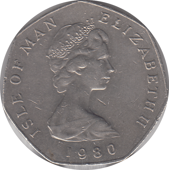 1980 VIKING SHIP 50P ISLE OF MAN - WORLD COINS - Cambridgeshire Coins