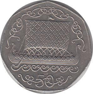 1980 VIKING SHIP 50P ISLE OF MAN - WORLD COINS - Cambridgeshire Coins