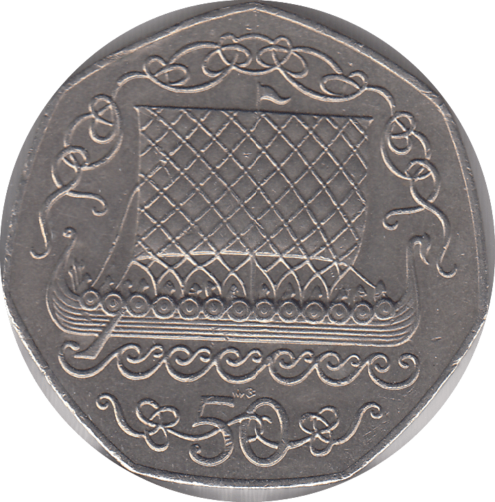 1980 VIKING SHIP 50P ISLE OF MAN - WORLD COINS - Cambridgeshire Coins