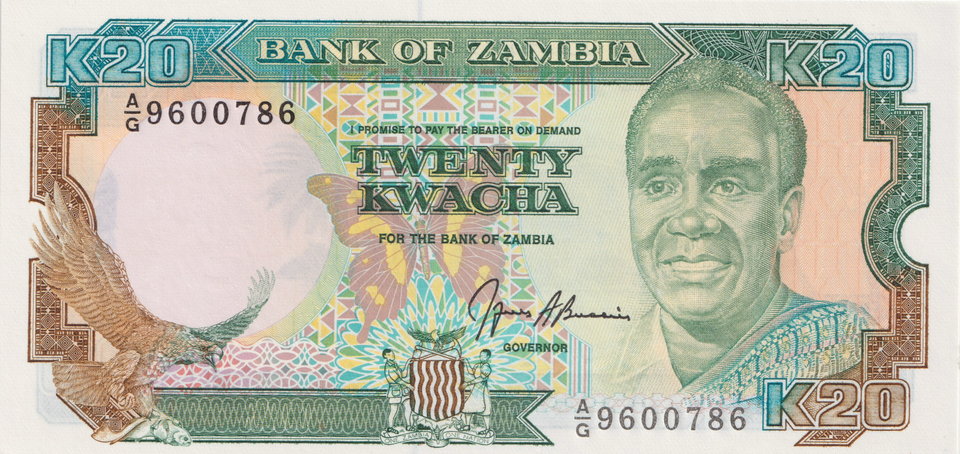 1980 ZAMBIA 20 KWACHA BANKNOTE REF-1734 - WORLD BANKNOTES - Cambridgeshire Coins
