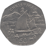 1981 CHRISTMAS 50P NIKKI BOAT ISLE OF MAN - 50P CHRISTMAS COINS - Cambridgeshire Coins