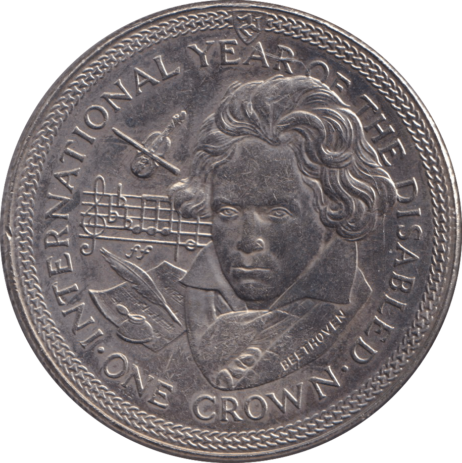1981 CROWN YEAR OF THE DISABLED - BEETHOVEN - WORLD COINS - Cambridgeshire Coins