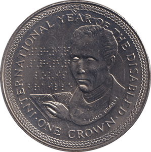 1981 CROWN YEAR OF THE DISABLED - BRAILLE - WORLD COINS - Cambridgeshire Coins