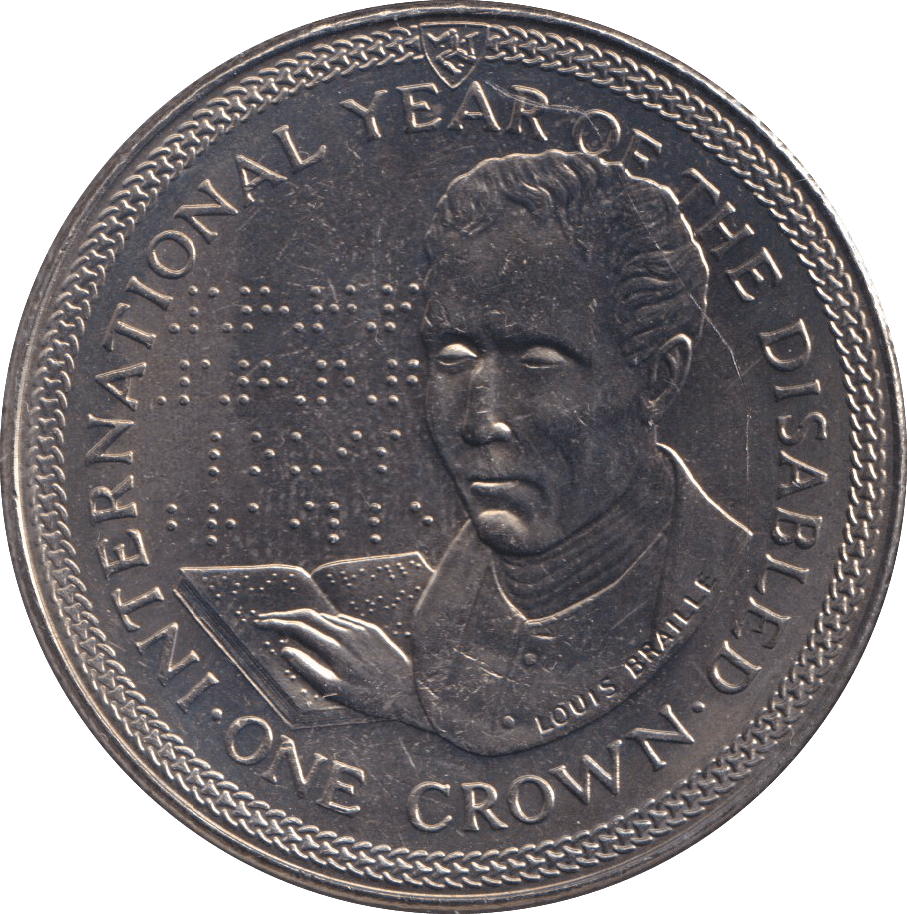 1981 CROWN YEAR OF THE DISABLED - BRAILLE - WORLD COINS - Cambridgeshire Coins